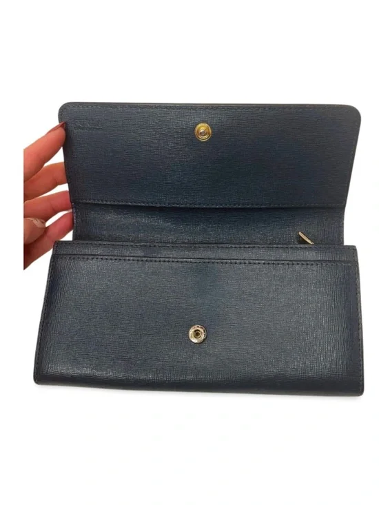 Furla Dark Gray Leather Continental Wallet Snap Closure Textured Minimalist - Picture 9 of 16